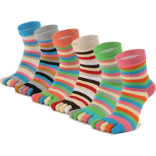 Chaussettes de sport en coton pour femmes, 5 orteils, lot de 6