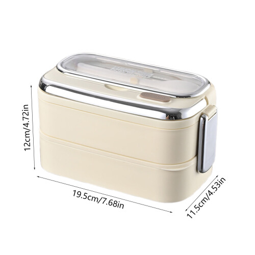 Stainless Steel Lunch Box Double Layer Microwave Safe 1