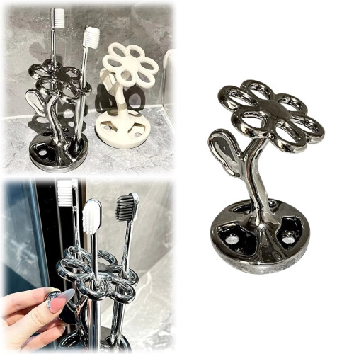 Ceramic Toothbrush Holder Flower Shape 6 Brushes 2