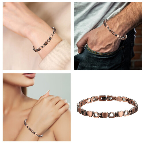 Copper Anklet for Women Heart Design Adjustable Boho Foot 1