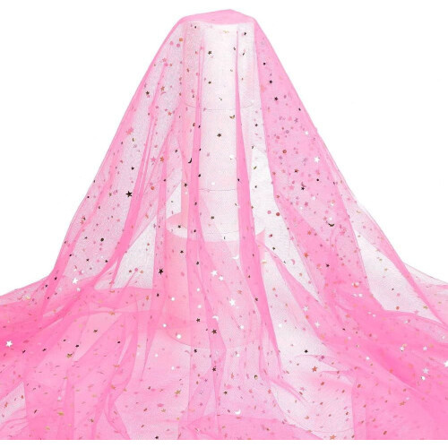Rosa glitter tyllstoff 3 meter