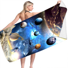 Sneldrogende, zachte, extra grote strandhanddoek, 76 x 152 cm, blauw