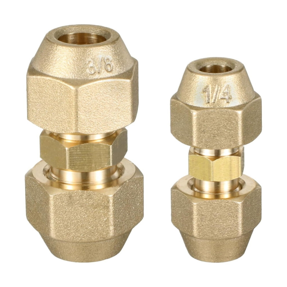 2Pcs 3/8Inch And 1/4Inch Copper Pipe Butt Joint Brass Pipe Fitting Connector Coupler Air Conditioning Fitting Enduring 9496895098719