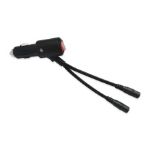 Car Cigarettes to 2xDC5.5x2.1mm Female Power Cord Extension Cable Wire with Switching Control Button for Car Fan