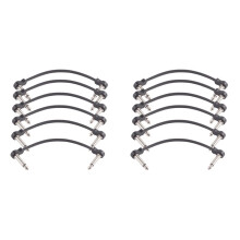 12 Pacotes 16cm Cabos de Conexão Planos para Pedais de Efeitos de Guitarra, Conectores de Cabos para Pedais de Guitarra, Cabo de Conexão Preto