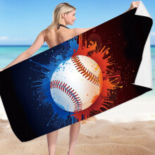 Microvezel strandhanddoek met zwarte balprint, 30x60 inch