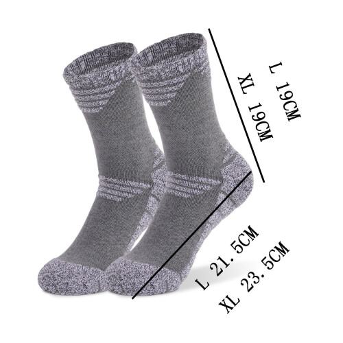 Hiking Socks Thermal Merino Wool Crew Gray L 2