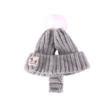 Czapka beanie dla psa, szara, wełniana, rozmiar M30-40 cm