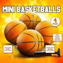 Basketball Set Rubber Balls 4 Pack with Pump