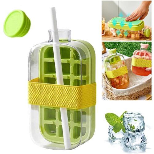 Garrafa Ice Cube 2 em 1 de 800ml e 500ml com canudo