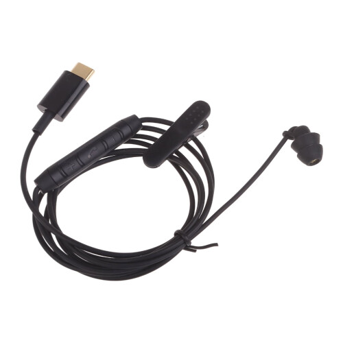Auricolare monoauricolare con cavo USB-C, microfono e controllo in linea.
