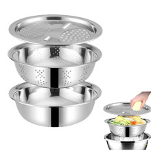 Edelstahl-Abtropfkorb-Set, 3-teilig