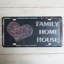 Wall Sticker Happy Life Industrial Black Metal Plaque 12