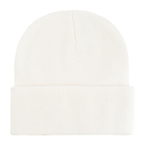 Knit Winter Beanie Cap Soft Acrylic Warm Cuffed Hat White