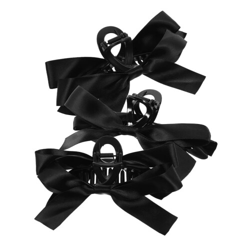 Zwarte strik haarclips van licht hars, 3 stuks