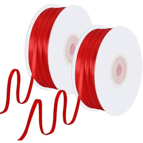 Rotes Satinband, doppelseitig, 1/8 Zoll breit, 200 Yards