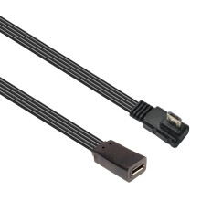 Cabo de extensão micro USB macho para fêmea em ângulo reto, plano