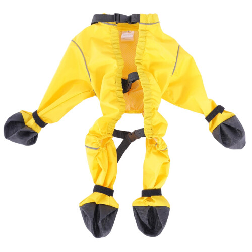 Botas com suspensórios para cães, impermeáveis e resistentes à poeira, amarelas, tamanho M