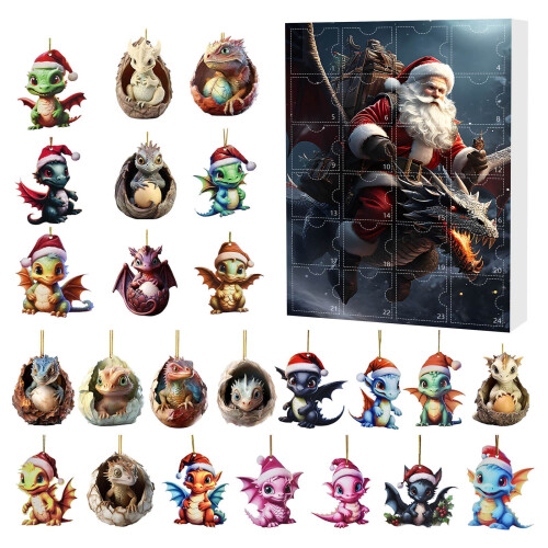 Calendário do Advento Dragão com 24 figuras e quebra-cabeça do Papai Noel