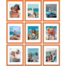 11x14 Picture Frames Set of 9 Engineered Wood Orange