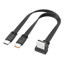 Cabo divisor USB para Tipo-C, carregamento rápido de 66 W, 480 Mbps