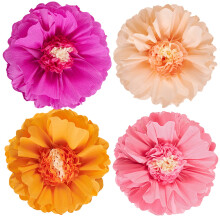 Enfeite de teto em forma de flor de papel crepom (4 peças)