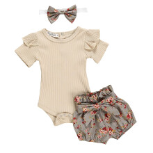 Set med sparkar och blommiga shorts för babyflickor, 0-6 månader