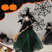 Halloween Indoor Decorations Black Ghost Witch Dolls Set of