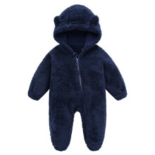 Éadaí Plush le Hoodie agus Zip le haghaidh Leanaí Cabhlach 6-9M