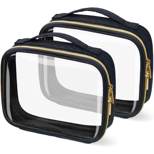 Rese-necessär genomskinlig med handtag, 2-pack