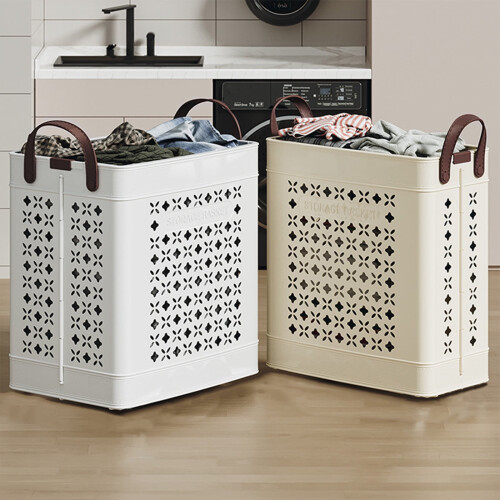 Panier à linge pliable à roulettes blanc de 35 L