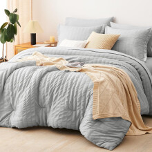 Twin XL seersucker comforter set blush pink 5-piece