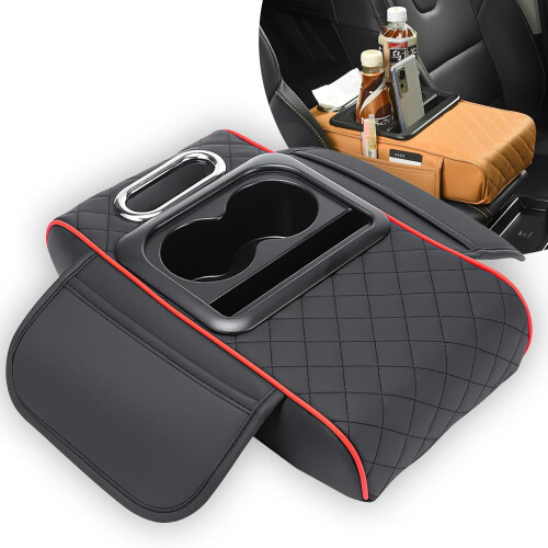 Apoio de braço para carro 5 em 1 com 2 porta-copos e capa para console.