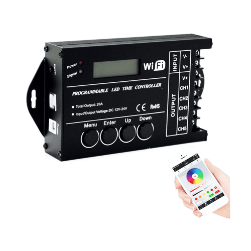 Ελεγκτής LED WiFi RGB DC12V/24V5 καναλιών 20A 2