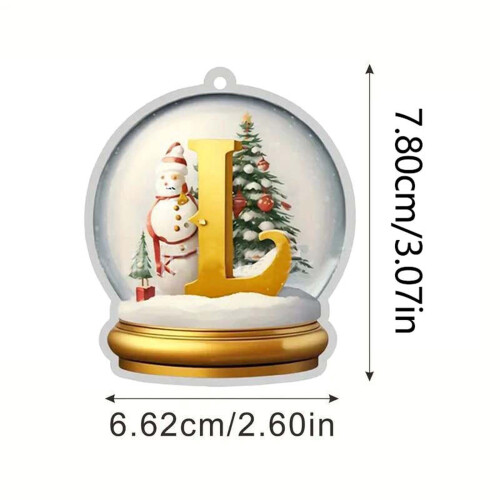 Yellow Crystal Acrylic Christmas Tree Initial Ornament 2