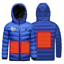 FFENYAN Weiße beheizbare Kinderjacke mit Herz-Pfotenabdruck, USB-Temperaturregelung, Baumwoll-Wintermantel für Jungen und Mädchen von 4-15 Jahren,
