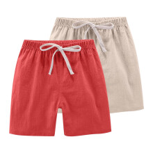 Kindersportshorts set van imitatie linnen met trekkoord, 2 stuks