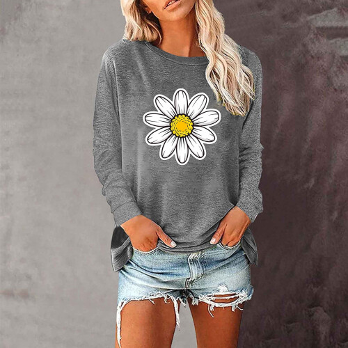 Felpa da donna a maniche lunghe con scollo rotondo, casual1 1