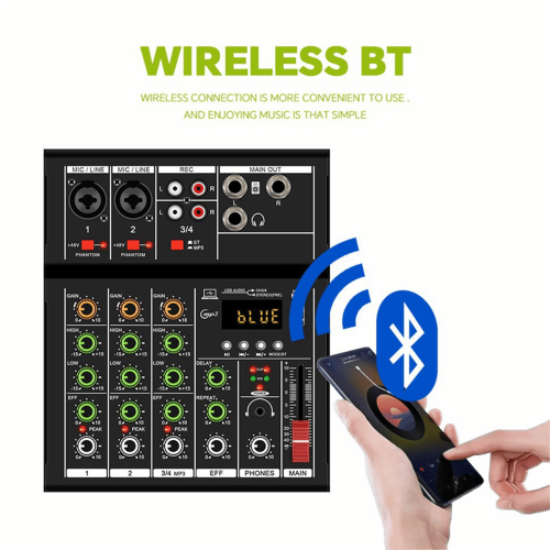 A4 Digital DJ Console USB Mixer 4-Channel Black 1