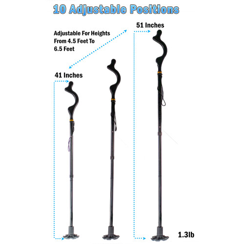 Posture Walking Cane Lightweight 10-Adjustable Heights Blue 2