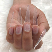 Acrylic Nail Tips Stiletto Long Clear Full Cover 500 pcs