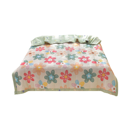 Ensemble de couvre-lit réversible en microfibre à motif floral violet et vert 1