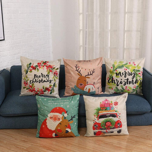 Housse de coussin de Noël LED, motif rustique, 45 x 45 cm 2