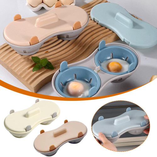 Microwave Egg Poacher Cooker: Double - Layer Draining, Non - Stick, PP Material for Kitchen Use 1