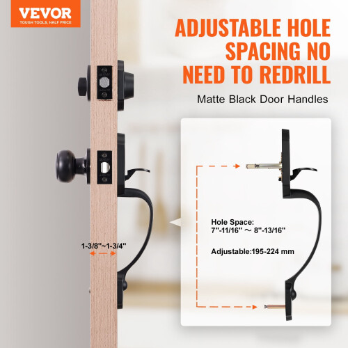 Front Door Handle and Deadbolt Set Black Reversible 1-Pack 1