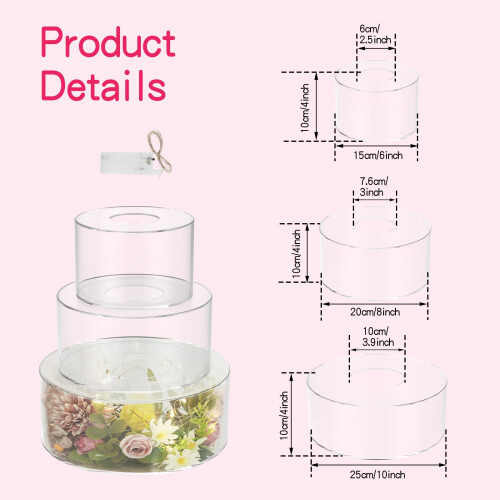 Acrylic Light-Up Cake Stand Set 3 pcs 6 8 10 inch 1