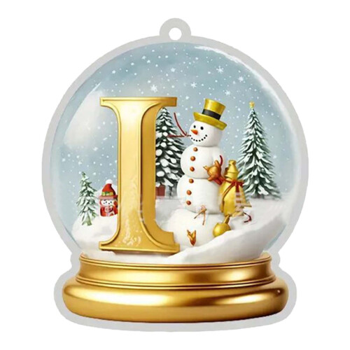 Yellow Crystal Acrylic Christmas Tree Alphabet Ornament 1