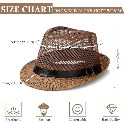 Cappello da sole Fedora in rete per uomo e donna, ideale per l'estate. 2