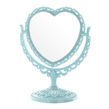 Heart-Shaped Vanity Mirror with Stand Light Blue