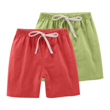 Kids Sports Shorts Set Solid Color Faux Linen 2-13 Years